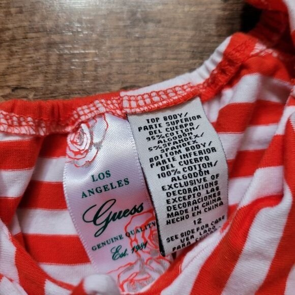 Girls Guess Romper Top Shorts Size Large 12 Denim Red White Stripes Naut… - Picture 4 of 7